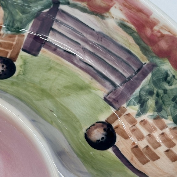 Michal Sparks China Chips & Dip Serving Tray Estate of Mind Design Round - Picture 10 of 16